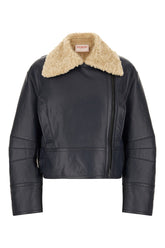 Midnight blue leather jacket -  | Wise