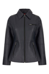 Midnight blue leather jacket -  | Wise