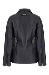 Midnight blue leather jacket -  | Wise