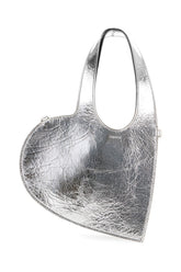 Silver leather mini Heart shoulder bag -  | Wise