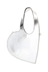 Silver leather mini Heart shoulder bag -  | Wise