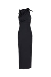 Black stretch nylon midi dress -  | Wise