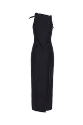 Black stretch nylon midi dress -  | Wise