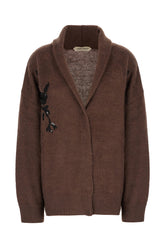 Chocolate wool blend cardigan -  | Wise