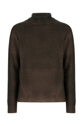 Dark brown wool blend reversible sweater -  | Wise