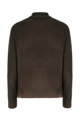 Dark brown wool blend reversible sweater -  | Wise