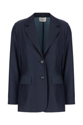 Navy blue stretch tencel blend blazer -  | Wise