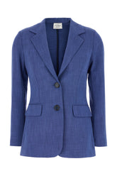 Denim blue stretch viscose blend blazer -  | Wise