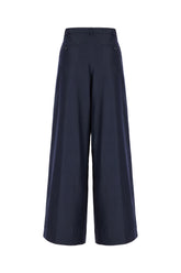 Navy blue stretch tencel blend pants -  | Wise