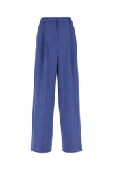 Denim blue stretch viscose blend pants -  | Wise