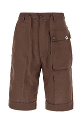 Chocolate linen bermuda shorts -  | Wise