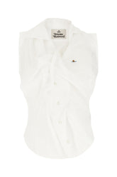 White cotton blend sleeveless shirt -  | Wise