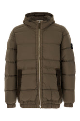 Military green stretch nylon down jacket -  | Wise
