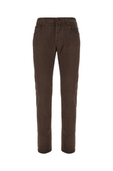 Chocolate stretch cotton blend pants -  | Wise