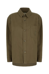 Olive green cotton blend shirt -  | Wise