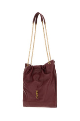 Burgundy leather Pochon shoulder bag -  | Wise