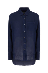Navy blue viscosa blend shirt -  | Wise