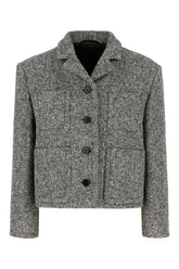 Melange grey stretch cotton blend blazer -  | Wise