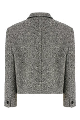 Melange grey stretch cotton blend blazer -  | Wise