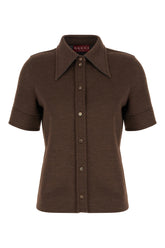 Chocolate wool blend shirt -  | Wise