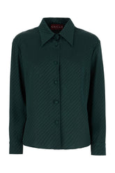 Bottle green silk shirt -  | Wise