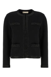 Black stretch wool blend cardigan -  | Wise