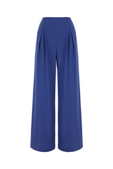 Pantalone palazzo in raso stretch blu -  | Wise