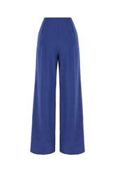 Pantalone palazzo in raso stretch blu -  | Wise
