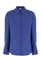 Blusa in seta stretch blu -  | Wise