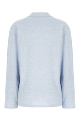 Melange light blue cotton and silk polo shirt -  | Wise