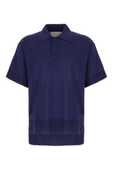 Navy blue wool blend polo shirt -  | Wise