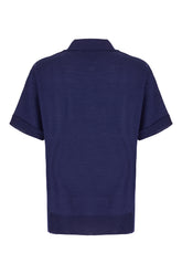 Navy blue wool blend polo shirt -  | Wise