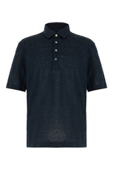 Midnight blue linen polo shirt -  | Wise