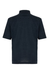 Midnight blue linen polo shirt -  | Wise