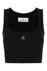 Black stretch cotton crop top -  | Wise