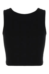 Black stretch cotton crop top -  | Wise