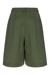 Dark green linen bermuda shorts -  | Wise