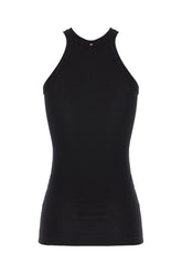 Black stretch cotton blend top -  | Wise