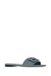 Powder blue leather slippers -  | Wise