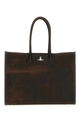 Dark brown leather shopping bag -  | Wise