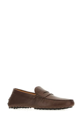 Chocolate leather Gommino loafers -  | Wise