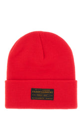 Red acrylic beanie hat -  | Wise