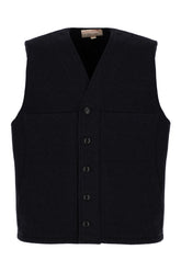 Midnight blue wool sleeveless cardigan -  | Wise