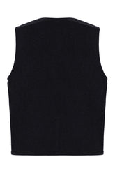 Midnight blue wool sleeveless cardigan -  | Wise