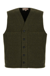 Dark green wool sleeveless cardigan -  | Wise