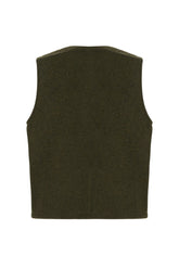 Dark green wool sleeveless cardigan -  | Wise