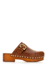 Brown leather Jeanette clogs -  | Wise