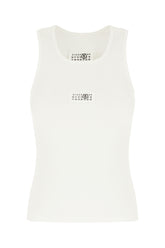 White stretch cotton tank top -  | Wise