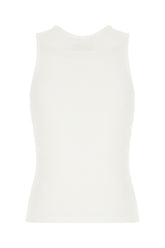 White stretch cotton tank top -  | Wise