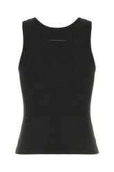 Black stretch cotton tank top -  | Wise
